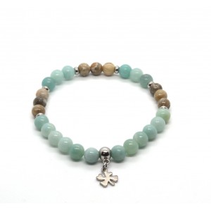 Amazonite and Fossil corail bracelet
